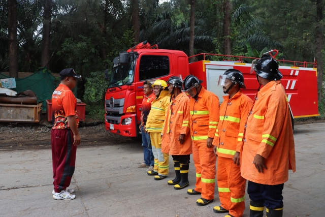 ร่วมฝึกซ้อมแผนป้องกันและบรรเทาสาธารณภัย (อัคคีภัย) กับบริษัทปูนซิเมนต์ไทย (ทุ่งสง) 